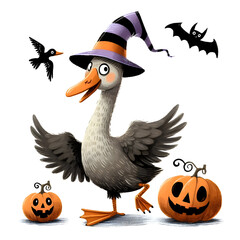 Gray Goose with Pumpkins on Hat