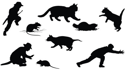 Naklejka premium Playful Cat Silhouette Vector Illustration for Creative Designs