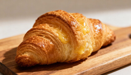 croissant on a wooden table
