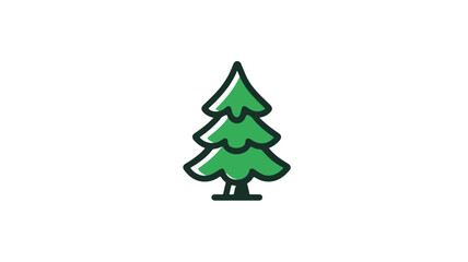 Obraz premium Decorative Christmas Tree Icon Vector with Outline Isolated on White Background