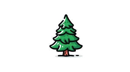 Fototapeta premium Cute Christmas Tree Doodle Cartoon Icon for Festive Designs