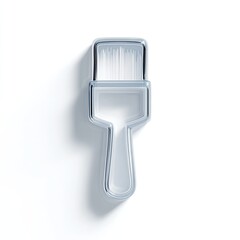 A minimalist, chrome-effect paintbrush icon, rendered in 3D with a subtle drop shadow against a white background