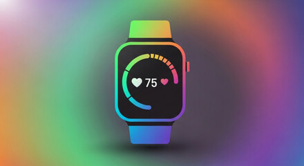 Modern smartwatch displaying heart rate and activity level for fitness tracking, perfect for health and wellness campaigns or technology product demos, promoting a healthy lifestyle