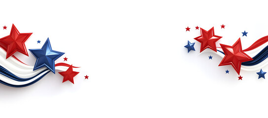 Red White and Blue Stars on an Isolated Background Without Shadows or Highlights, Clean Flat USA Themed Design Element for Patriotic Celebration, Independence Day Decoration and American National Conc