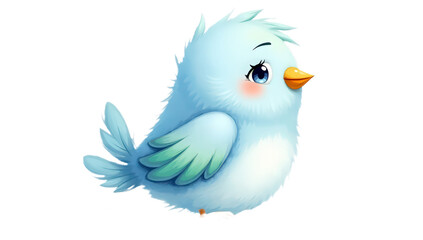 A charming cartoon bird character with bright colors, playful details, and an expressive, cheerful style. Isolated on white - Transparent