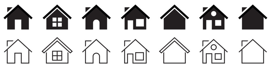 House icons set. Collection home icons. House symbol. Real estate. Vector illustration.