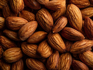 Fototapeta premium Fresh Raw Almonds Halved and Whole on Textured Background