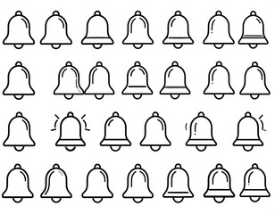 Simple black line bell icons