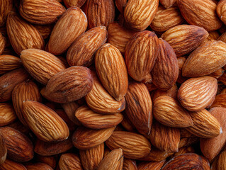 Fototapeta premium Fresh Raw Almonds Halved and Whole on Textured Background
