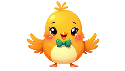 A charming cartoon bird character with bright colors, playful details, and an expressive, cheerful style. Isolated on white - Transparent