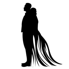 silhouette man and woman vector