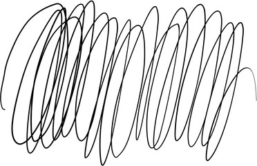 Chaotic scribble doodle with tangled lines, hand-drawn pencil sketch. Minimalist black outline vector illustration isolated on a transparent background