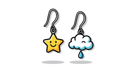 Fototapeta premium Cute Star and Cloud Earrings.