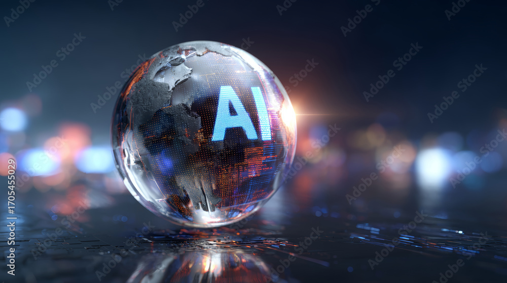 Poster ai technology globe digital futuristic innovation science network data artificial intelligence spher