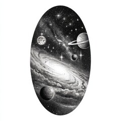 Milky Way galaxy black and white tattoo sketch