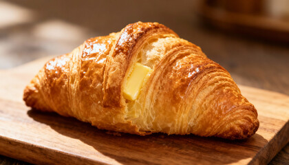 croissant on a wooden table