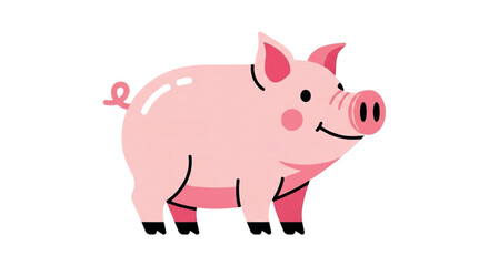 Fototapeta premium Cute Pink Pig Illustration.