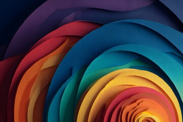 Obraz premium Colorful abstract swirl with layered effect in shades of blue yellow orange and red hues design