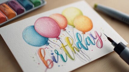 Paper card with happy birthday text
