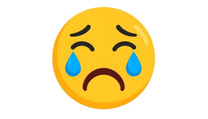 Fototapeta premium Sad Crying Emoji Face Vector Illustration of Disappointment and Unhappiness