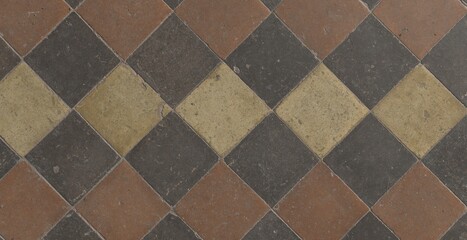 High Quality Seamless Distressed Multi-Tone Brown Diamond Tile Texture