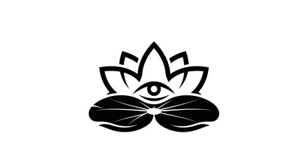 Stylized Lotus Flower with Third Eye Symbol.