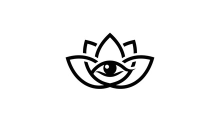 Mystical Lotus Flower with All Seeing Eye Icon.