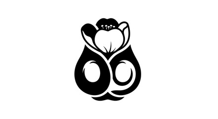 Stylized Black and White Flower Bud Design.