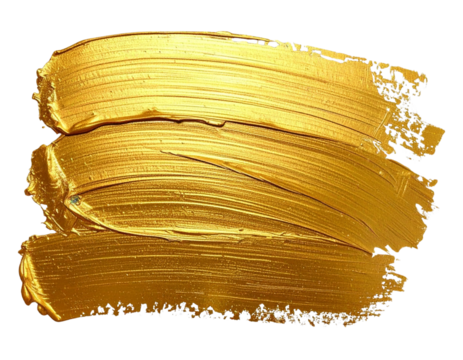 Textured Gold Paint Brushstroke Swash, Transparent Background PNG