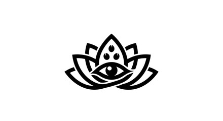 Mystical Lotus Flower with All Seeing Eye Symbol.
