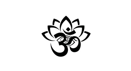 Spiritual Hindu Om symbol combined with a stylized lotus flower.