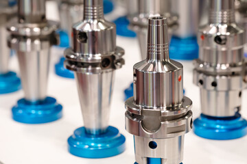 Milling metal cutter tools for CNC machine, dustrial design background, engineering technology concept.