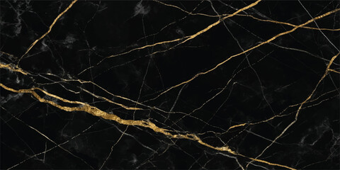 Elegant black marble with rich golden veins abstract background texture
