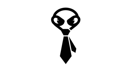 Abstract alien head icon with a formal necktie.