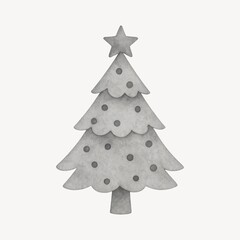 Fototapeta premium Minimalist gray Christmas tree illustration.