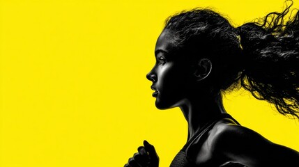 Empowered motion: the essence of a runner's spirit. Premium quality. Silhouette of a runner: vibrant movement on an orange-yellow palette. Concept art. High resolution.