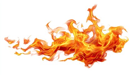 Abstract fire flames against a white background