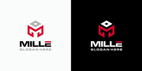 Vector logo design of the initial letter M and an upward arrow in a hexagonal shape with a modern, simple, clean and abstract style. Icon for business, sports, construction, and personal branding.
