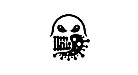 Aggressive Virus Monster Skull Black and White Logo.