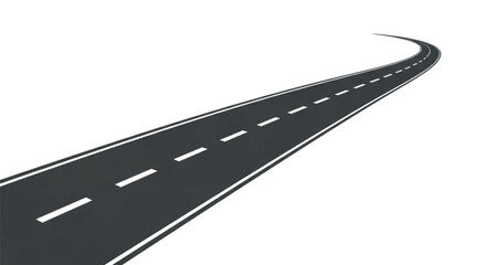Curving Asphalt Road with White Dashed Lines.