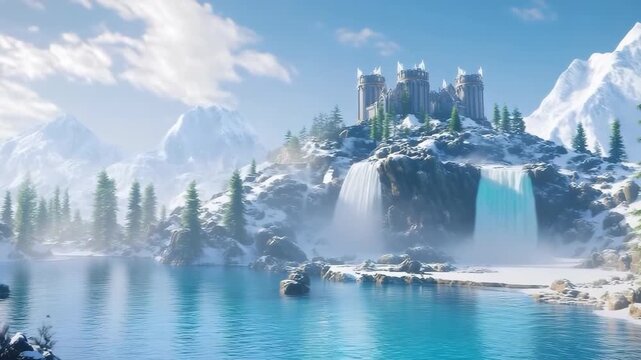 An icy palace atop a never-ending mountain 