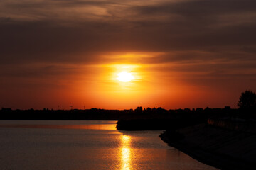 sunset over the river