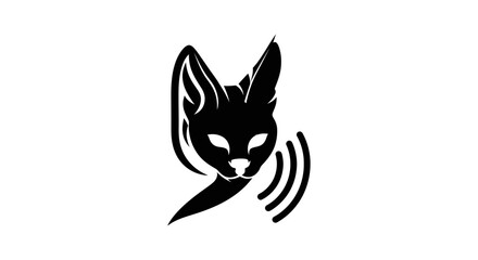 Stylized black silhouette of a listening fennec fox head.