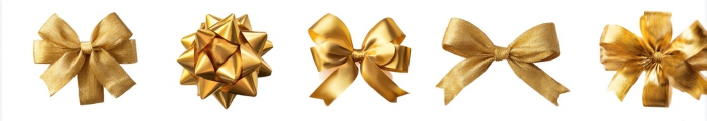 Gold gift bows in various styles