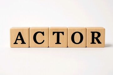 Wooden blocks spelling the word ACTOR on white background