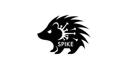 Creative black icon combining a hedgehog and a virus spike protein.