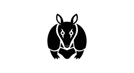 Stylized black armadillo icon in a bold graphic style.
