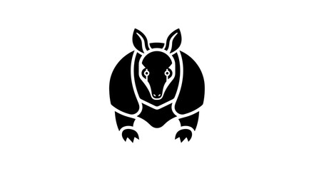 Black armadillo silhouette icon facing forward.