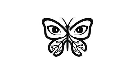 Creative Butterfly Logo with Eyes and Technology Circuit Wings.
