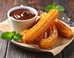 Churros with chocolate dipping sauce